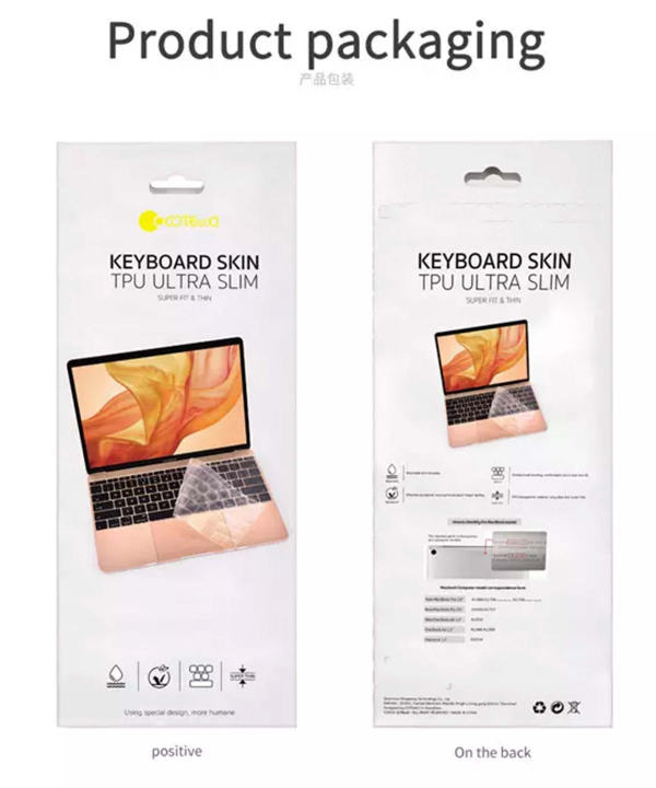 محافظ کیبورد مک بوک رتینا 12 اینچ و 13 اینچ پرو کوتتسی Coteetci Keyboard skin TPU ultra slim MB1012