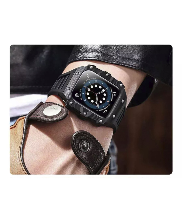 بند و قاب اپل واچ سری 7 و 8 سایز 45 میلی متری کوتتسی COTECi W85 Rich Carbon Fiber Set Strap 22016-BK