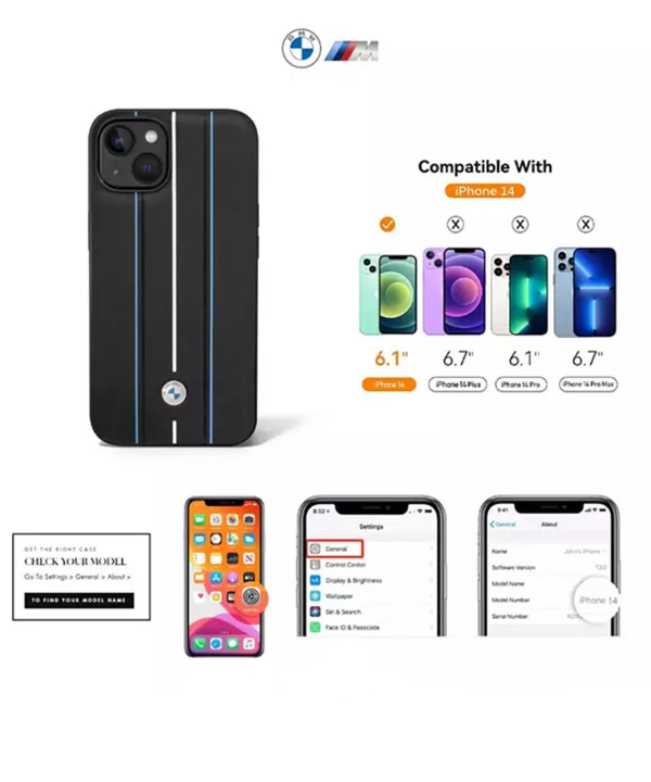 قاب چرمی آیفون 14 پلاس طرح بی ام و CG Mobile iphone 14 Plus BMW Leather Case
