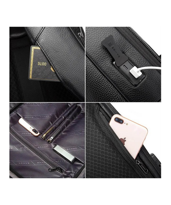 کوله پشتی لپ تاپ 15.6 اینچ مسافرتی ضد سرقت بنج Bange BG-6621 Leather Anti Theft Travel Backpack