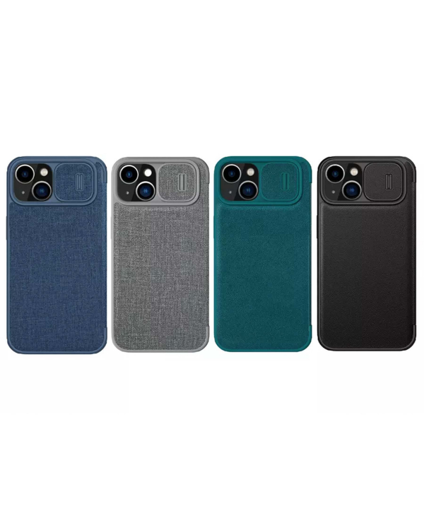 کیف چرمی و پارچه ای آیفون نیلکین Nillkin iPhone 14 Plus Qin Pro Plain Leather + Cloth Case