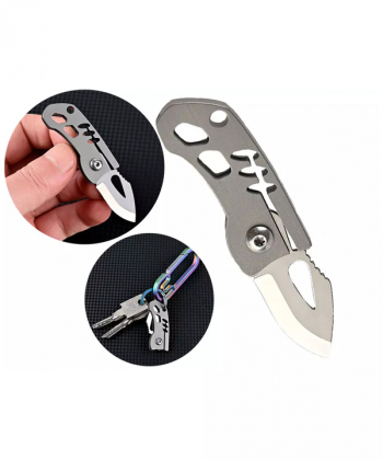 چاقو آنباکسینگ تیتانیومی تاشوی قابل آویز از دسته کلید Portable sharp mini folding knife