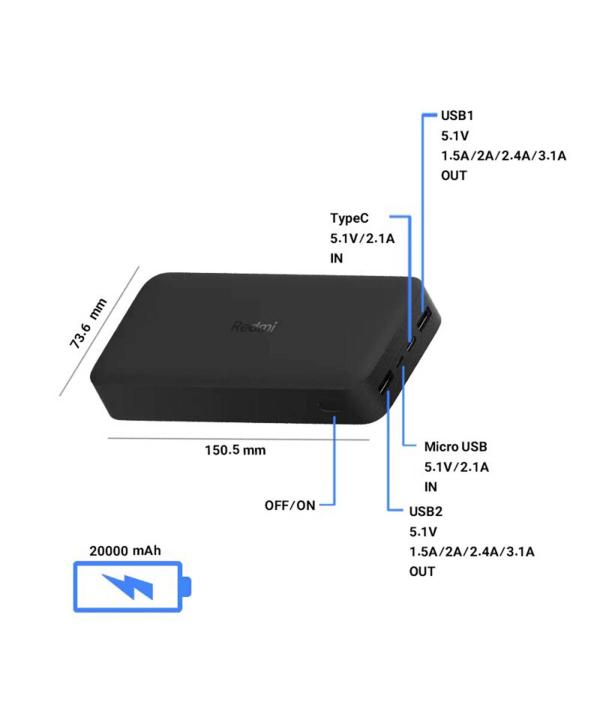 پاوربانک شیائومی مدل PB200LZM