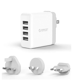 شارژر دیواری 4 پورت اوریکو ORICO 34W 4 Port Smart Wall Charger with UK, AU, EU add on AC Plug DSP-4U