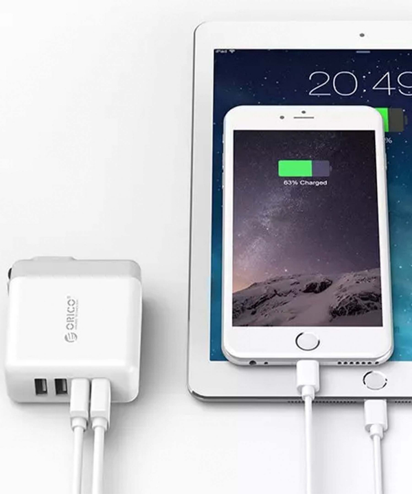 شارژر دیواری 4 پورت اوریکو ORICO 34W 4 Port Smart Wall Charger with UK, AU, EU add on AC Plug DSP-4U
