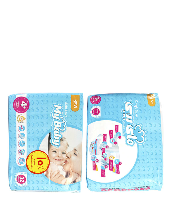 پوشک نوزاد سایز 4 پلاس (32 عددی) مای بیبی My Baby سری مهربان با پوست