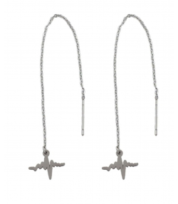 گوشواره زنانه بخیه ای استیل مدل ضربان قلب زودیکا Zoodika کد AAC-713