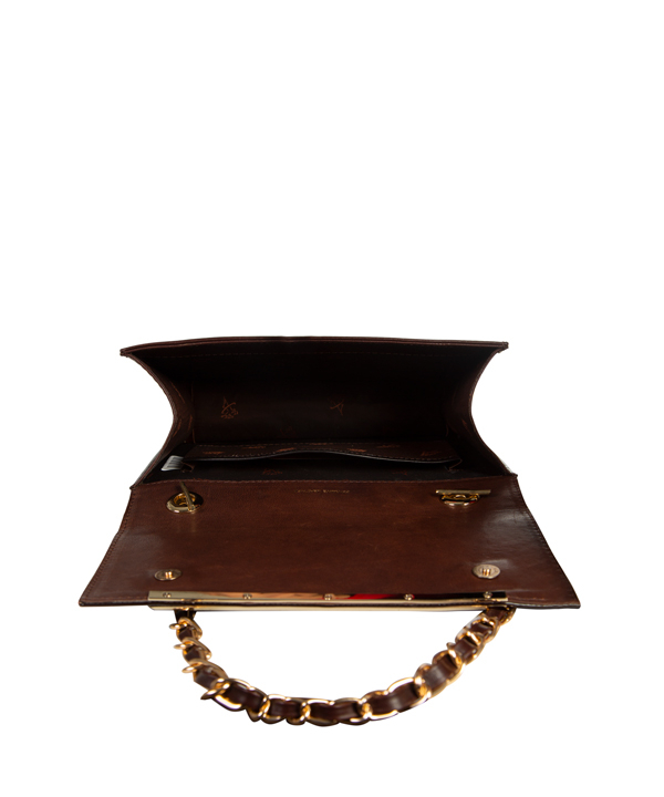کیف مجلسی زنانه چرم مارال Maral Leather مدل آماتیس الگانت - ورنی قهوه ای