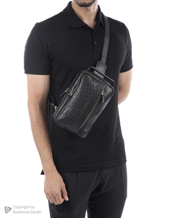 کیف دوشی چرم طبیعی مردانه مارال چرم Maral Leather مدل هیرمان