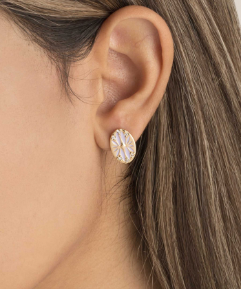 گوشواره طلا مینا کاری گل فیتونیا پرسته Parasteh کد we1212