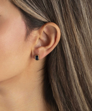 گوشواره طلا مستطیل نارملا سرمه ای پرسته Parasteh کد we1271