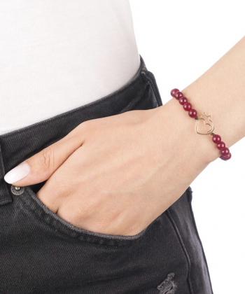 دستبند طلا سنگی گربه و قلب پرسته Parasteh کد WBB524