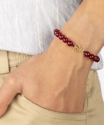 دستبند طلا سنگی دو قلب پرسته Parasteh کد WBB563