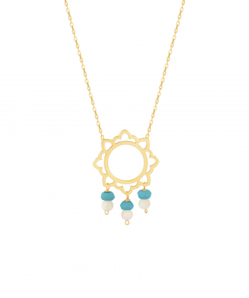 گردنبند طلا اسلیمی خورشید و فیروزه پرسته Parasteh کد WN409