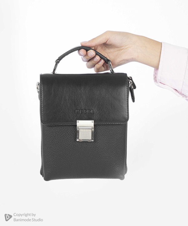 کیف دوشی چرم طبیعی مردانه مارال چرم Maral Leather مدل جاوید