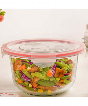 ظرف شیشه ای گرد درب دار 2 لیتری لیمون limon  کد 6561