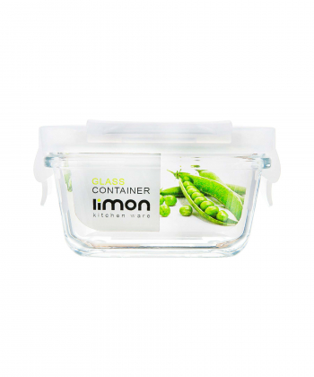 ظرف شیشه ای مستطیل درب دار 180 میلی لیتر لیمون limon  کد 5137