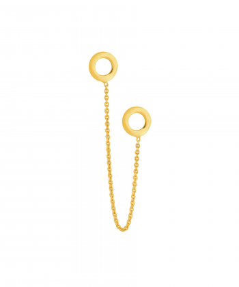 گوشواره طلا تک لنگه ای زنجیر و دو دایره توخالی پرسته Parasteh کد WE275