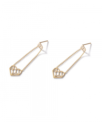 گوشواره طلا زنجیری قلب پرسته Parasteh کد we829