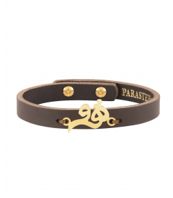 دستبند طلا چرمی قهوه ای هو پرسته Parasteh کد L127