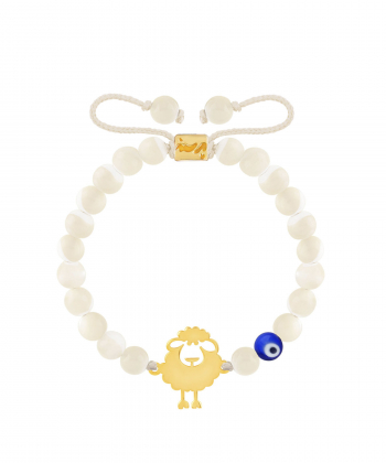 دستبند طلا بچگانه سنگی ببعی و چشم نظر آبی پرسته Parasteh کد WBB328