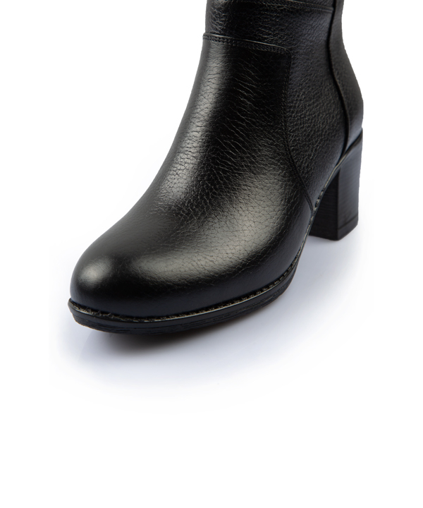 نیم بوت زنانه پاشنه بلند مشکی چرم مشهد Mashad Leather مدل J2316