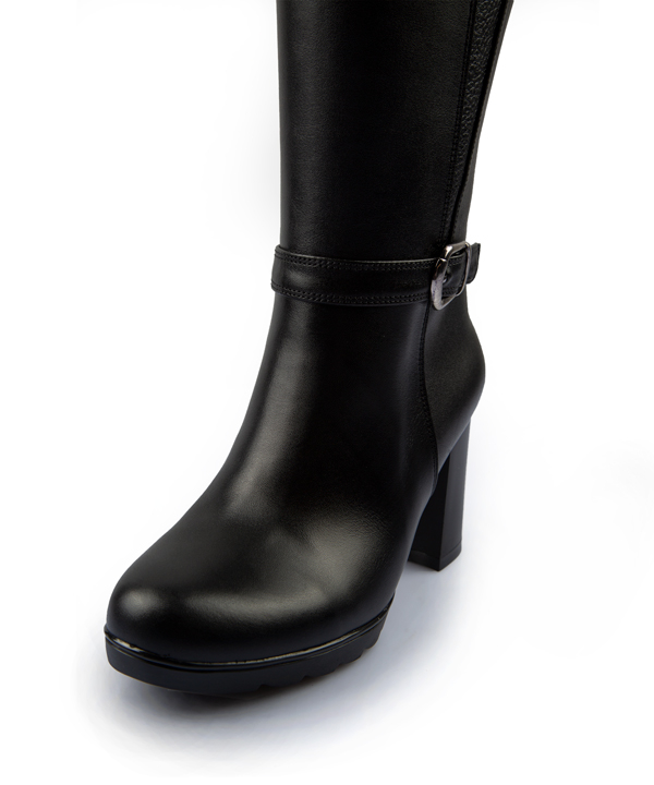 بوت زنانه ساقدار مشکی چرم مشهد Mashad Leather کد 10