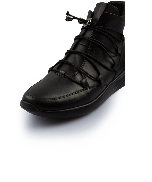 نیم بوت زنانه مشکی بند کشی چرم مشهد Mashad Leather مدل J2324