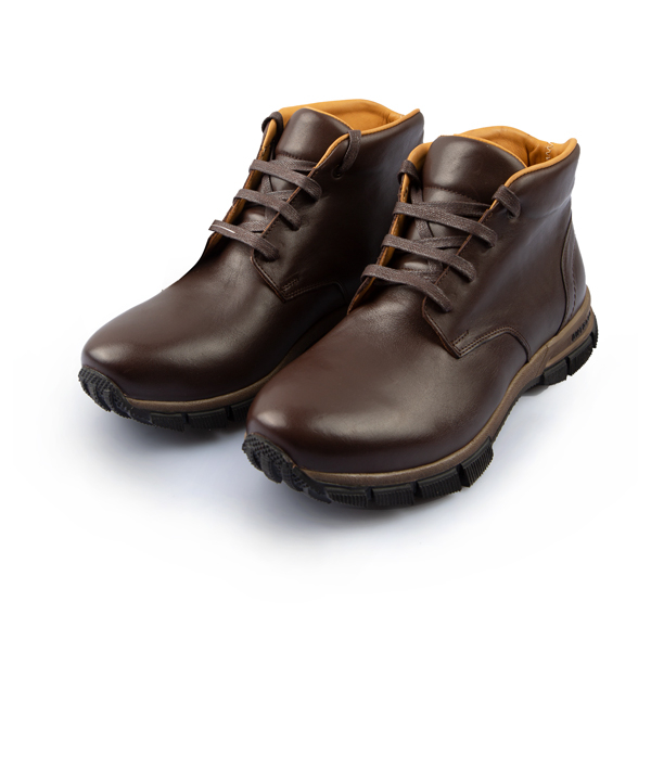 نیم بوت مردانه قهوه‌ای بند دار چرم مشهد Mashad Leather کد 3097