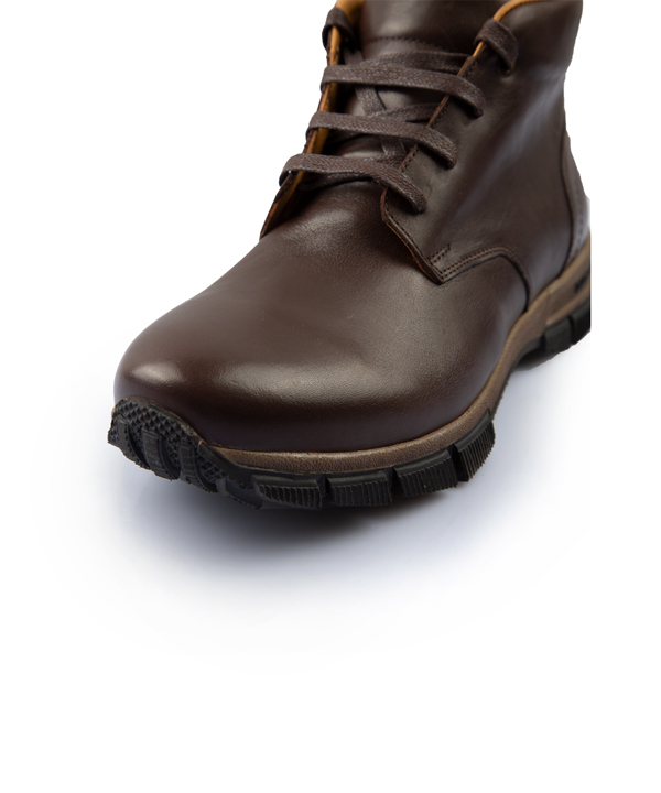 نیم بوت مردانه قهوه‌ای بند دار چرم مشهد Mashad Leather کد 3097