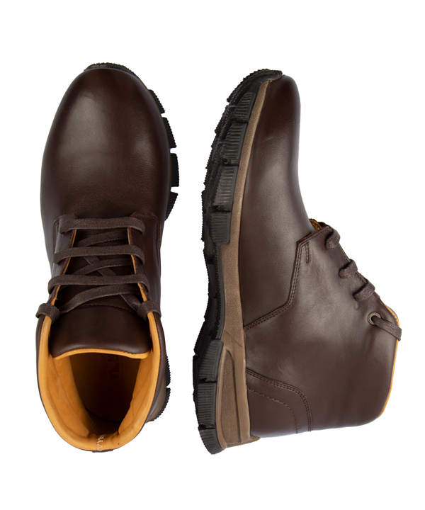 نیم بوت مردانه قهوه‌ای بند دار چرم مشهد Mashad Leather کد 3097