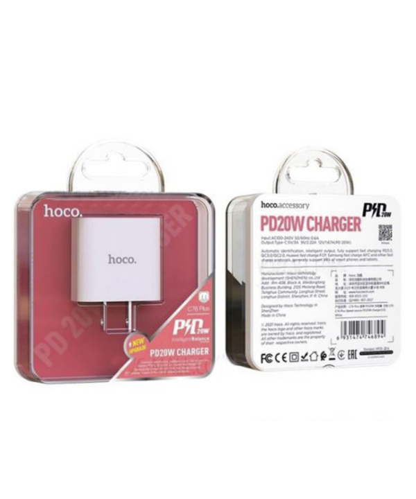 شارژر هوکو Hoco مدل C76 PLUS TYPE C TO LIGHTNING PD 20W