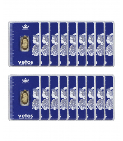 شمش طلا 18 عیار وتوس Vetos مدل K412 بسته 18 عددی