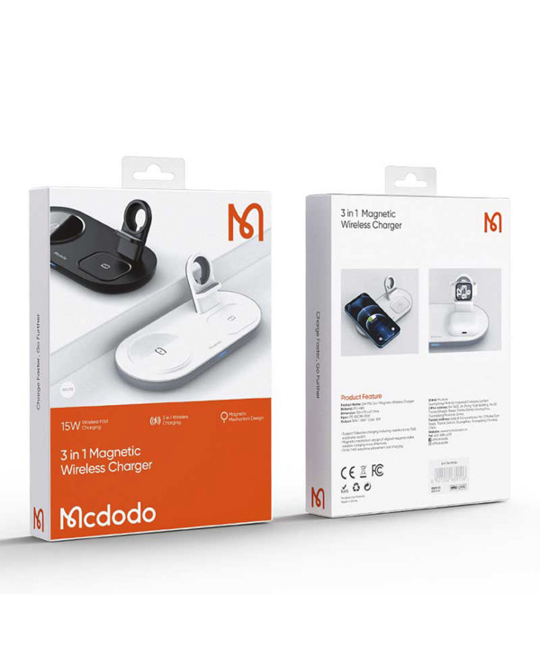استند شارژ 3 کاره Mcdodo مدل 3IN1 MAGNETIC WIRELESSN 15W CH-706