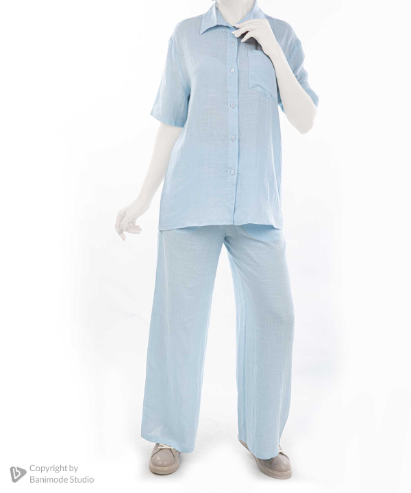 شومیز نخی آستین کوتاه زنانه سه دو مدل 4SW45NW1191