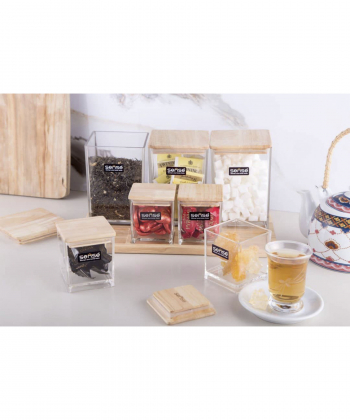 جا ادویه مربع اکرلیک درب چوبی تاپکو Tapco سری سنس کد 30002