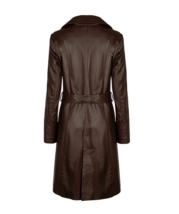 بارانی چرم زنانه قهوه ای چرم مشهدMashhad leather مدل B0445