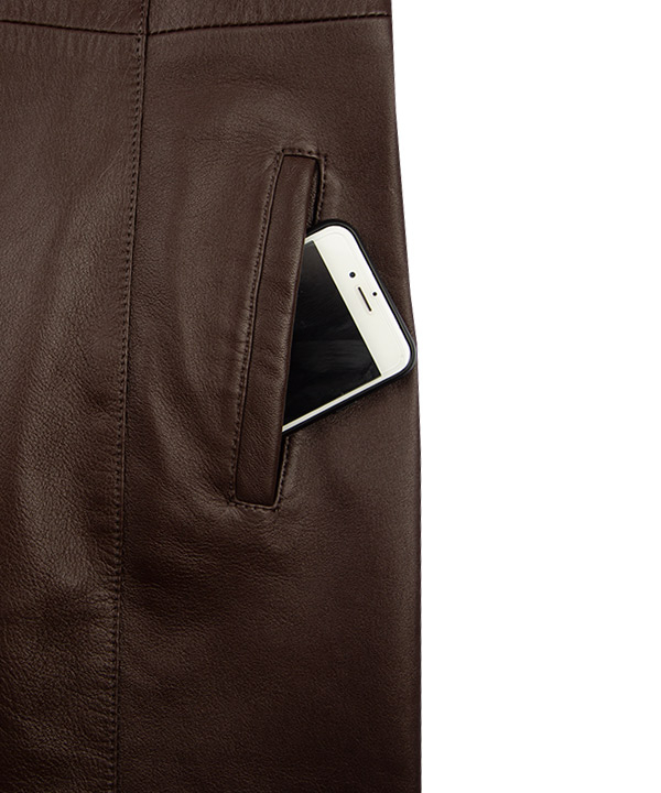 بارانی چرم زنانه قهوه ای چرم مشهدMashhad leather مدل B0445