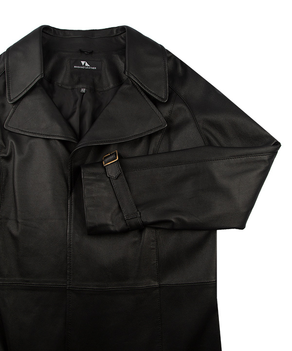 بارانی چرم زنانه مشکی چرم مشهدMashhad leather مدل B0447