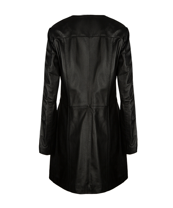 بارانی چرم زنانه مشکی چرم مشهدMashhad leather مدل B0449