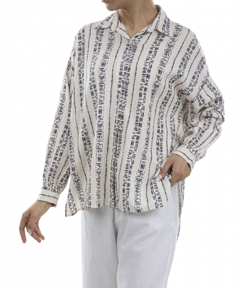 شومیز نخی آستین بلند زنانه هوکانی مدل 50104