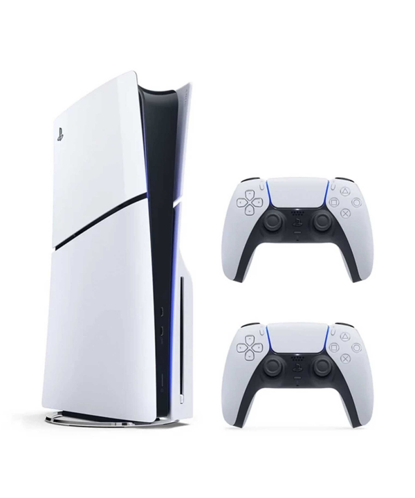 کنسول بازی سونی مدل Playstation 5 Slim Drive ظرفیت 1 ترابایت (اروپا) دسته اضافه سفید و پایه شارژ