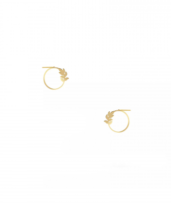 گوشواره طلا میخی برگ زیتون روبی Ruby کد 61483