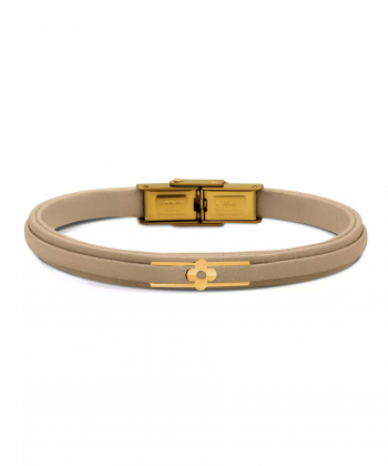 دستبند طلا چرم گل چهار برگ روبی Ruby کد 59639