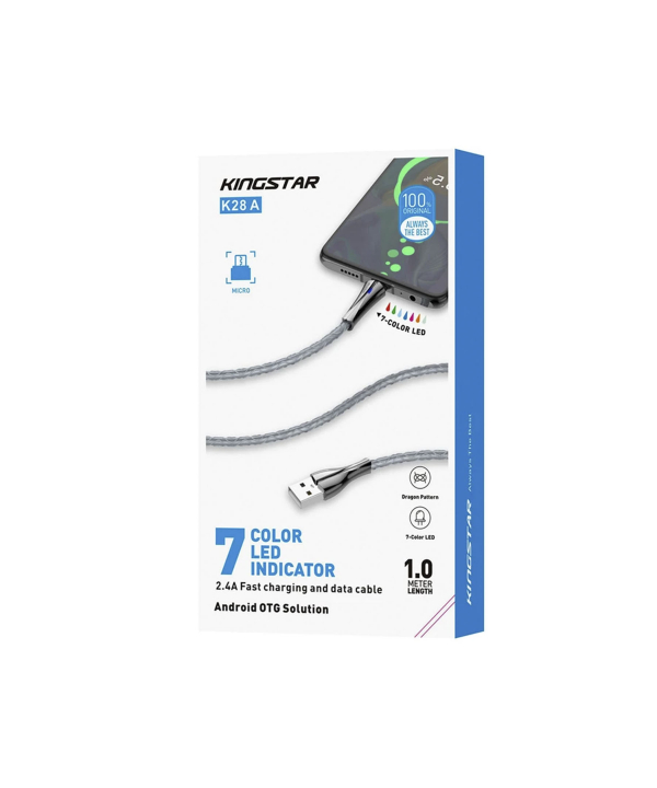 کابل تبدیل USB به microUSB کینگ استار مدل K28A طول 1 متر