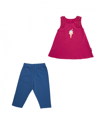 ست تاپ و شلوار نخی دخترانه مرینو مدل 1093