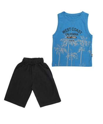 ست تاپ و شلوارک نخی پسرانه مرینو مدل 1170