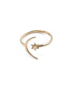 انگشتر مینیمال ماه و ستاره هماتیت گلد Hematite Gold کد 131308