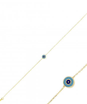 دستبند زنجیر طلاچشم و نظر آبی کیا گالری Kia Gallery کد BMOH058