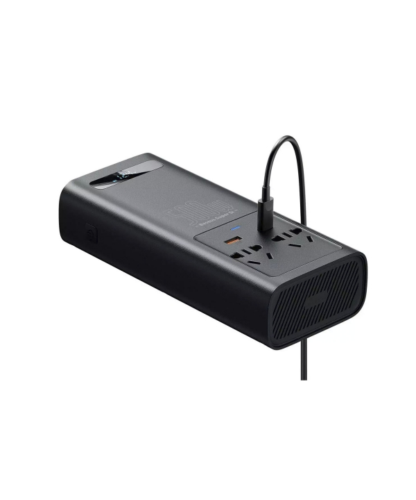 اینورتر و شارژر فندکی فست شارژ ماشین تایپ سی چند کاره 500 واتی بیسوس CGNB000101